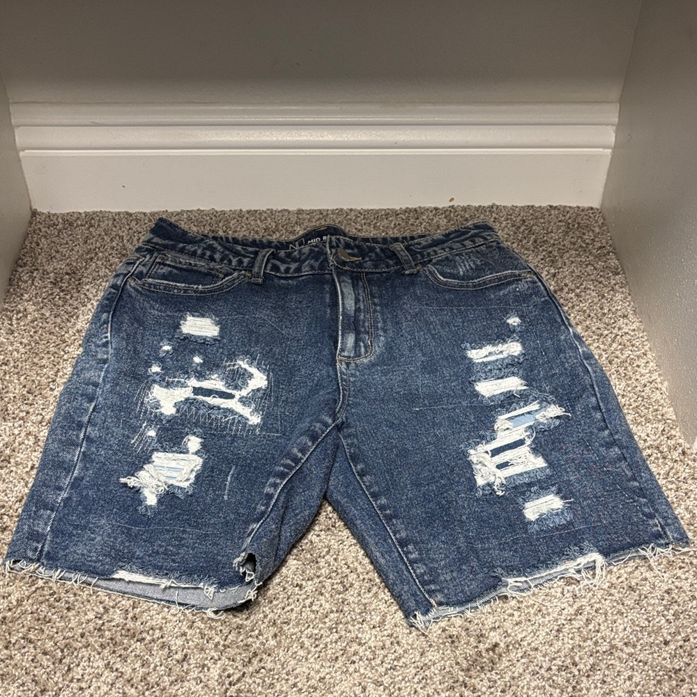 No Boundaries Distressed Blue Denim Shorts